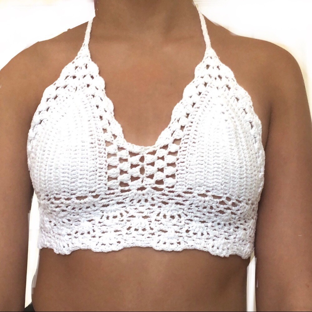 Crochet/knit white top